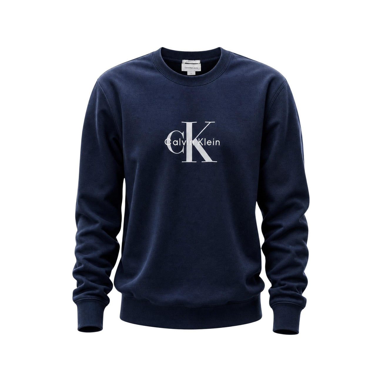 Felpa Girocollo blu Calvin Klein Jeans; Interno Felpato. Logo frontale, finiture a costine, misto cotone resistente. Versatile, iconica e confortevole per ogni giorno.