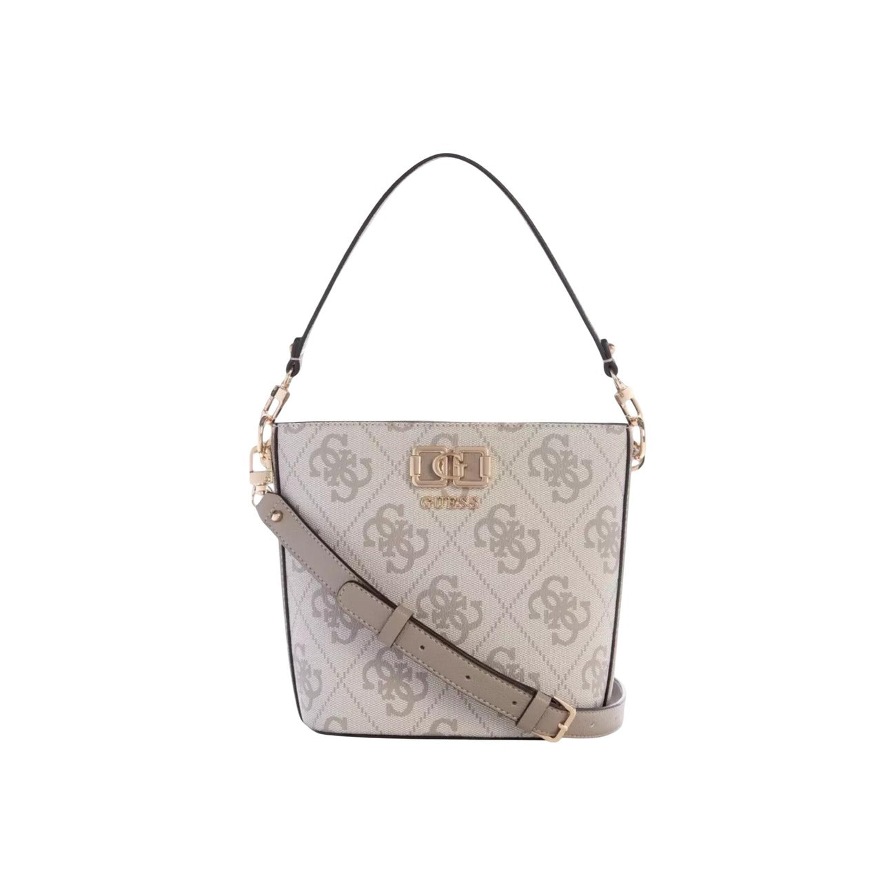 Borsa Guess donna beige/grigia a mano con tracolla 100% poliuretano - vista frontale
