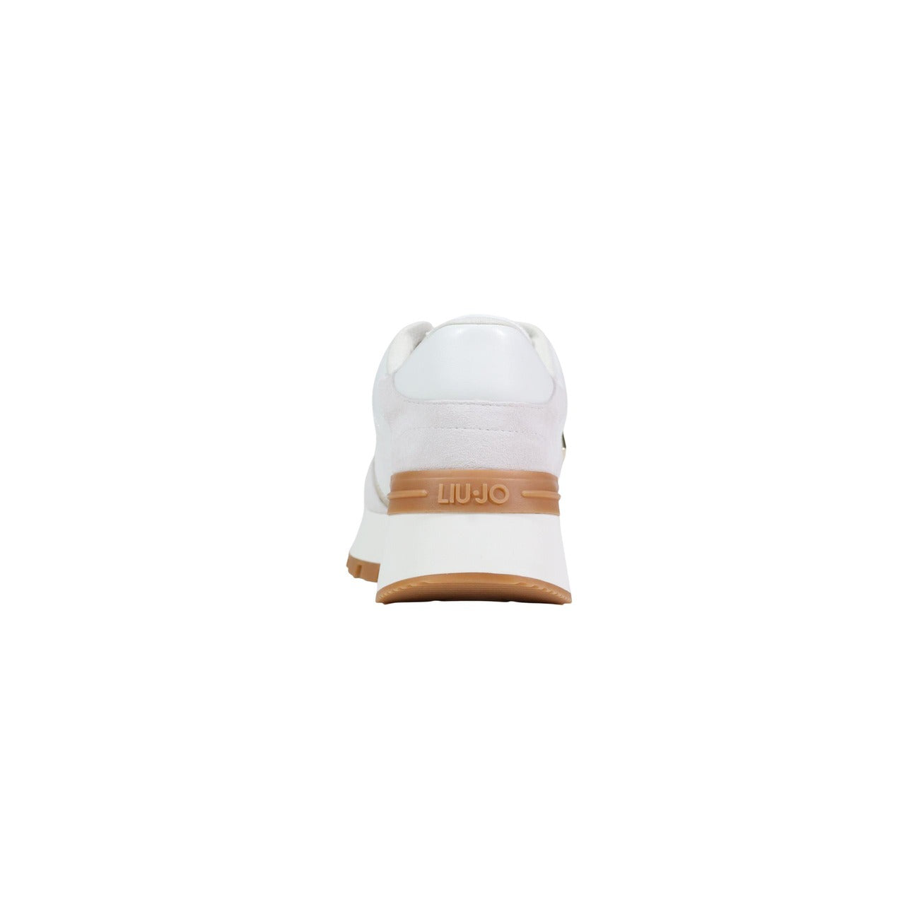 Sneakers Liu-Jo Amazing 43; Bianco, Mix Ecopelle e Suede. Suola flatform 4 cm, logo laterale metallico, traspirante. Calzata confortevole 4 stagioni. Vista posteriore 
