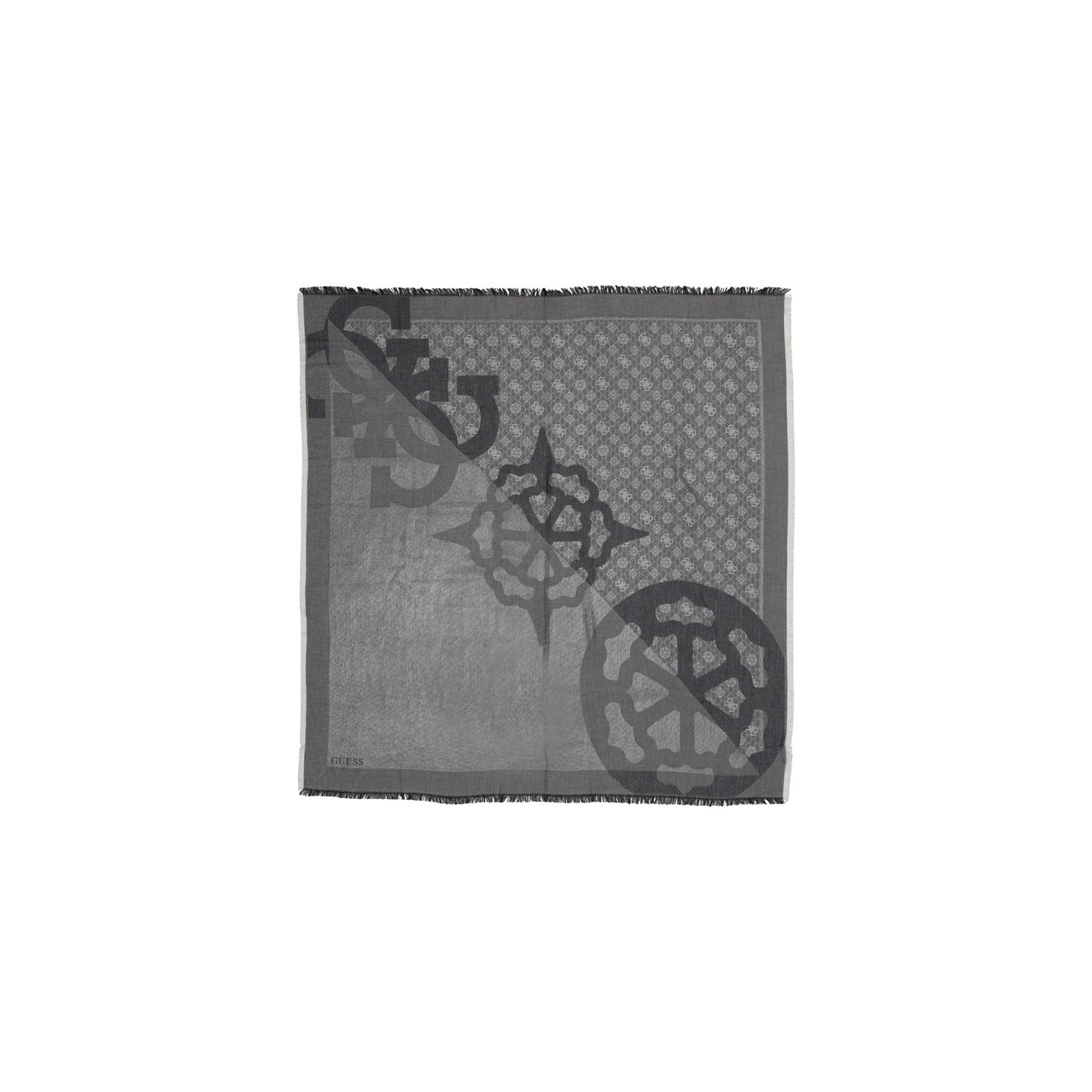 Sciarpa Guess ANISE JACQUARD KEFIAH 120x120 donna nera con stampa 98% viscosa 2% sintetico - vista frontale 
