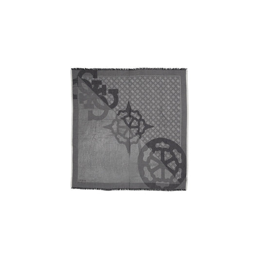 Sciarpa Guess ANISE JACQUARD KEFIAH 120x120 donna nera con stampa 98% viscosa 2% sintetico - vista frontale 
