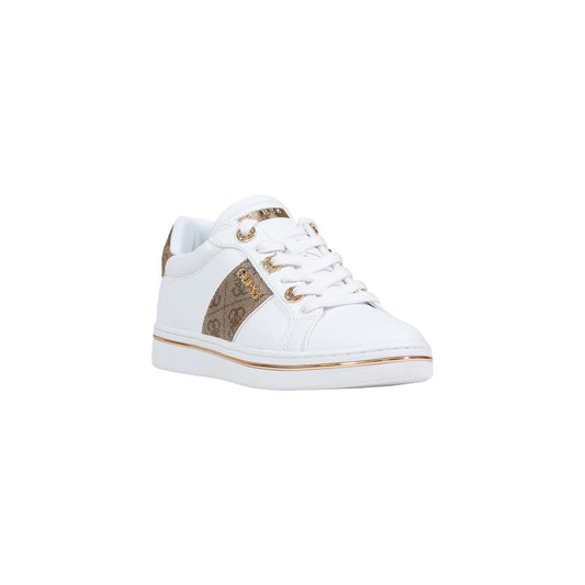Sneakers Guess Stew; Bianco, 100% Poliuretano. Dettagli logati a contrasto, occhielli metallici, suola 2 cm. Sneaker 4 stagioni, confortevole e raffinata. Vista frontale 