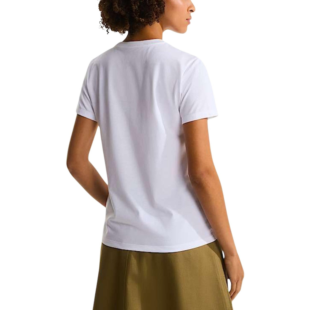 T-shirt The North Face donna bianca manica corta - vista posteriore laterale indossata da modello