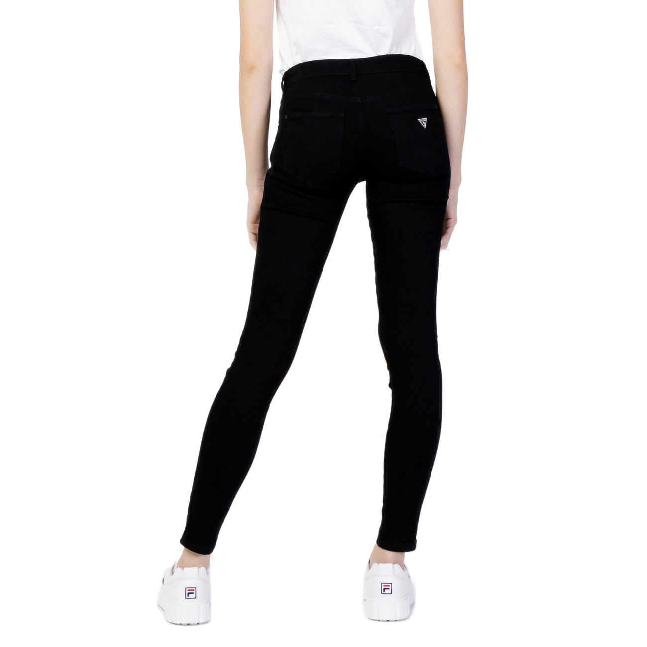 Guess Jeans Donna Neri Zip Bottone Tasche Anteriori Posteriori Cotone 92% Elastan 2% Elastomultiestere 6% Autunno Inverno W2YAJ2D4PZ1