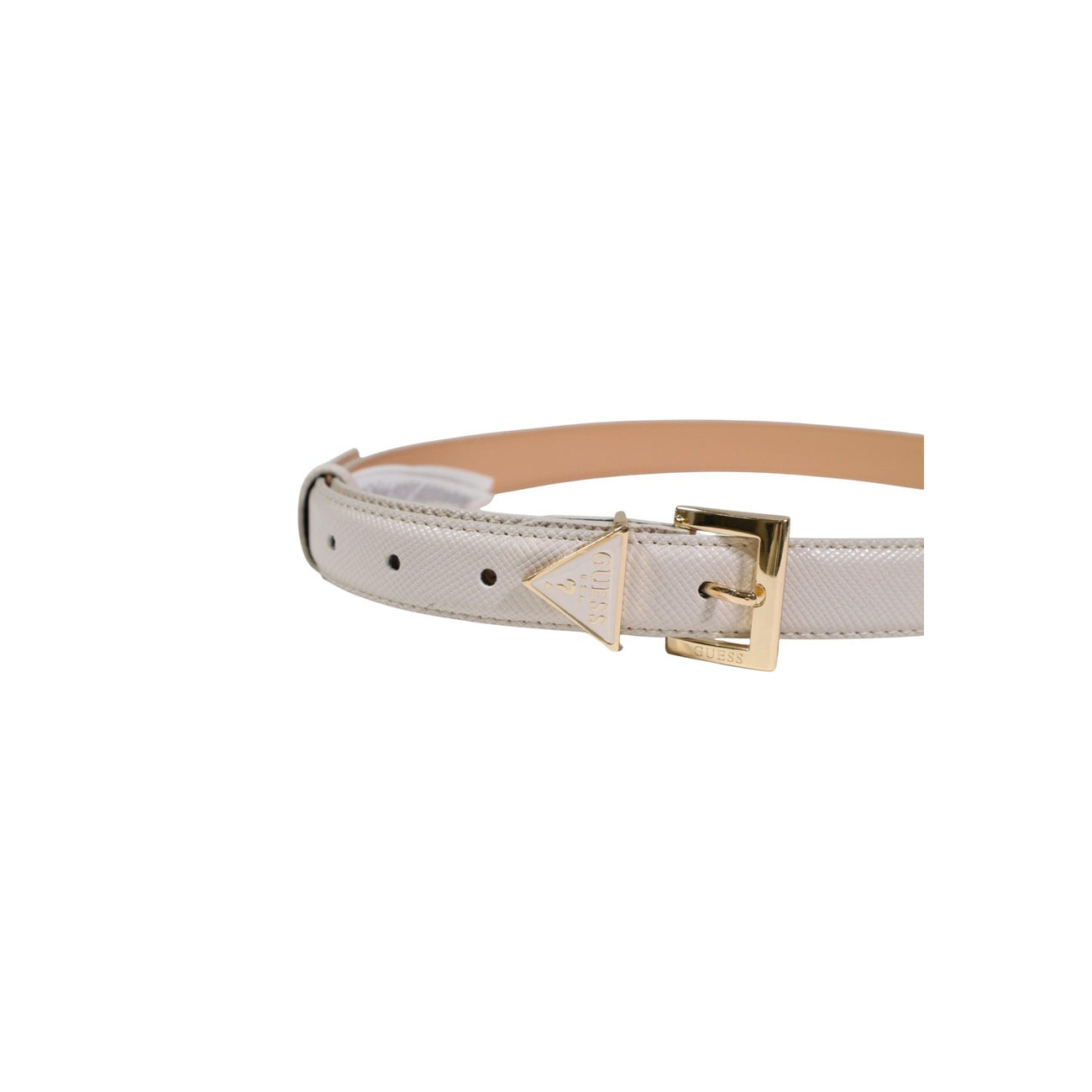 Cintura Guess Noelle II; Altezza 25 mm. Fibbia metallica logata, regolabile, finitura liscia. Accessorio donna elegante e versatile Dettaglio fibbia logo 