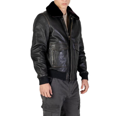 Yos Giacca Uomo Marrone Cerniera Manica Lunga Scollo Tondo Colletto Classico Tasche Pelle 100% Autunno Inverno LGI5GB010576U