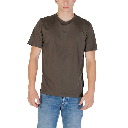 Replay T-Shirt Uomo Verde Stampa Manica Corta Scollo Tondo 100% Cotone Primavera/Estate M3098.000.2660