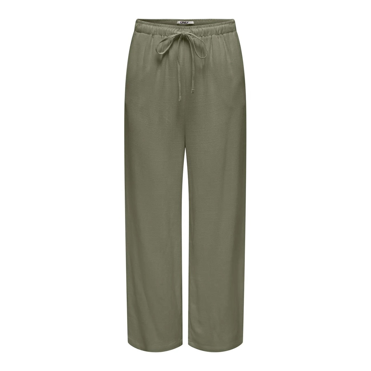 Pantaloni dritti Only donna verde 15322263. Pantaloni estivi in lino e viscosa verde con fascia elasticizzata in vita, coulisse con lacci e tasche laterali, pantaloni casual traspiranti primavera estate.
