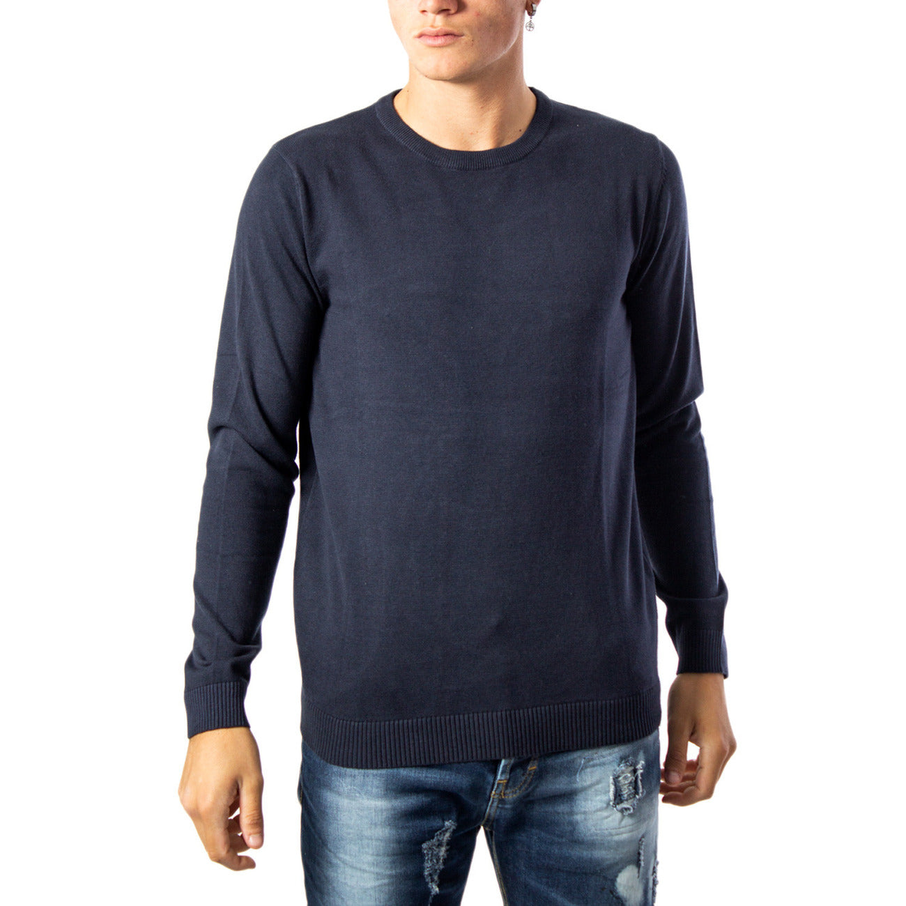 Jack & Jones Maglia Uomo Blu Scuro Manica Lunga Cotone 100% Autunno Inverno WH7_23206128_BLUE_SCURO