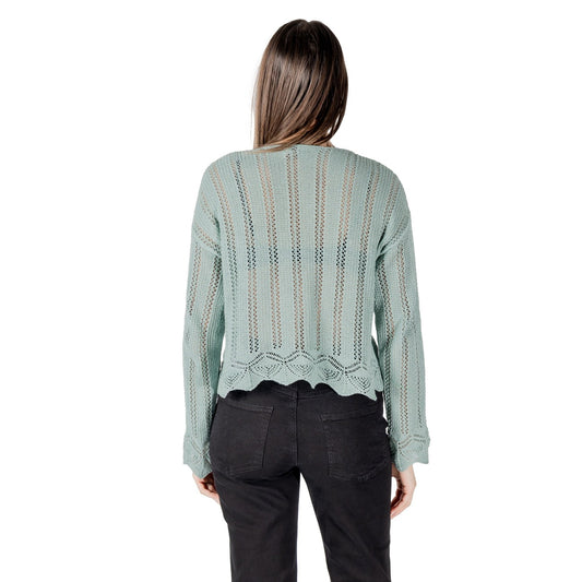 Only Maglia Donna Verde in 60% Cotone Organico 40% Poliestere a Manica Lunga con Scollo a V 15339529