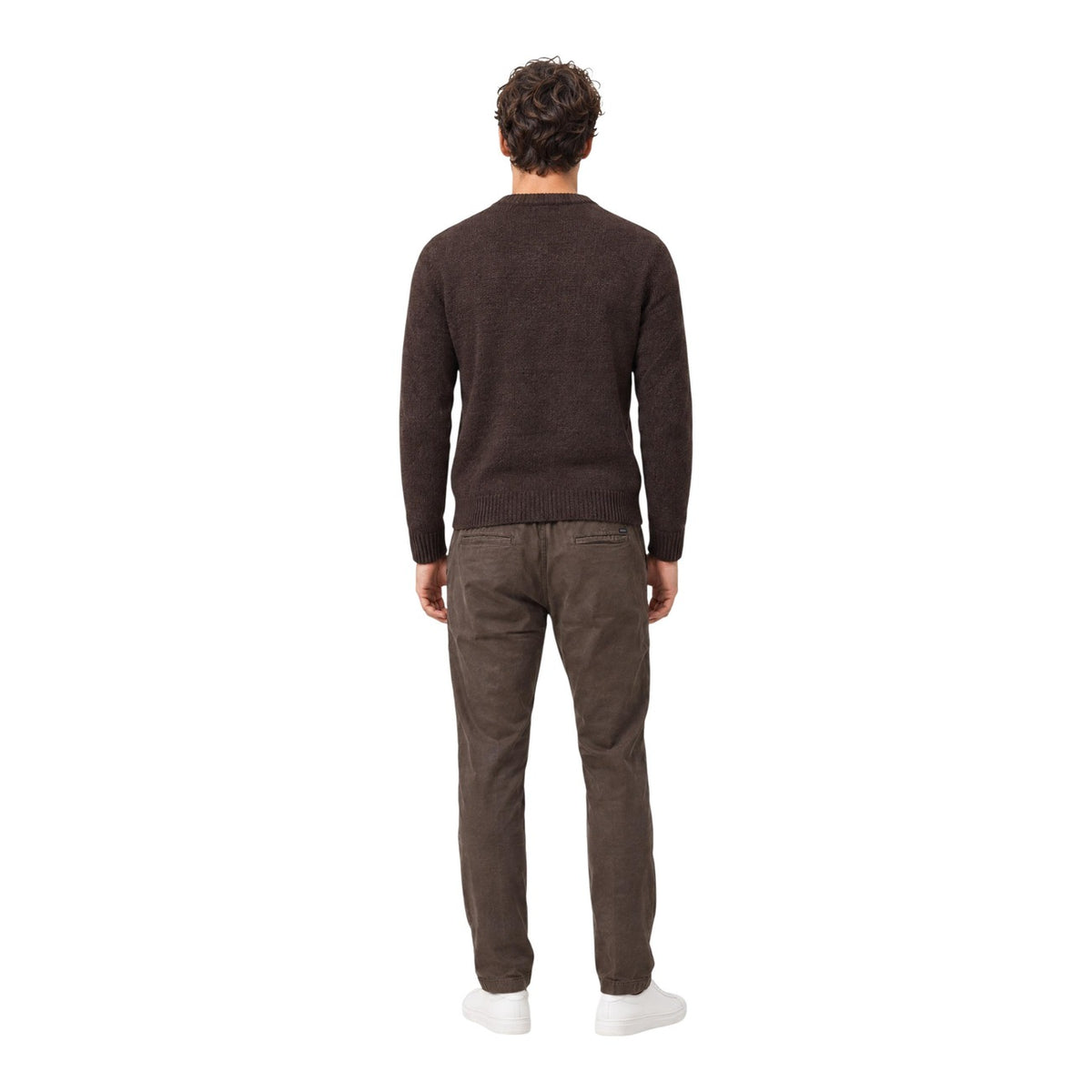 Pantalone marrone uomo coulisse Gianni Lupo GL5109BD-F26. Pantaloni casual mezza stagione in cotone elasticizzato con vita elasticizzata.