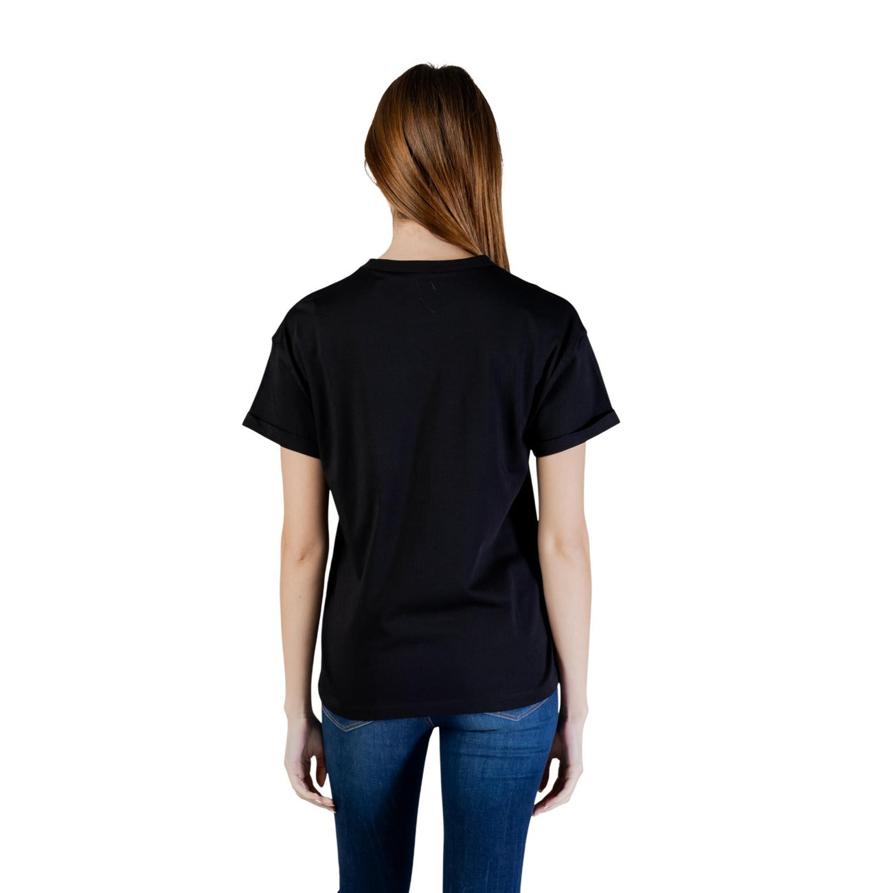 T-shirt donna Guess SS CN TEE nera in cotone a maniche corte primavera estate - vista posteriore