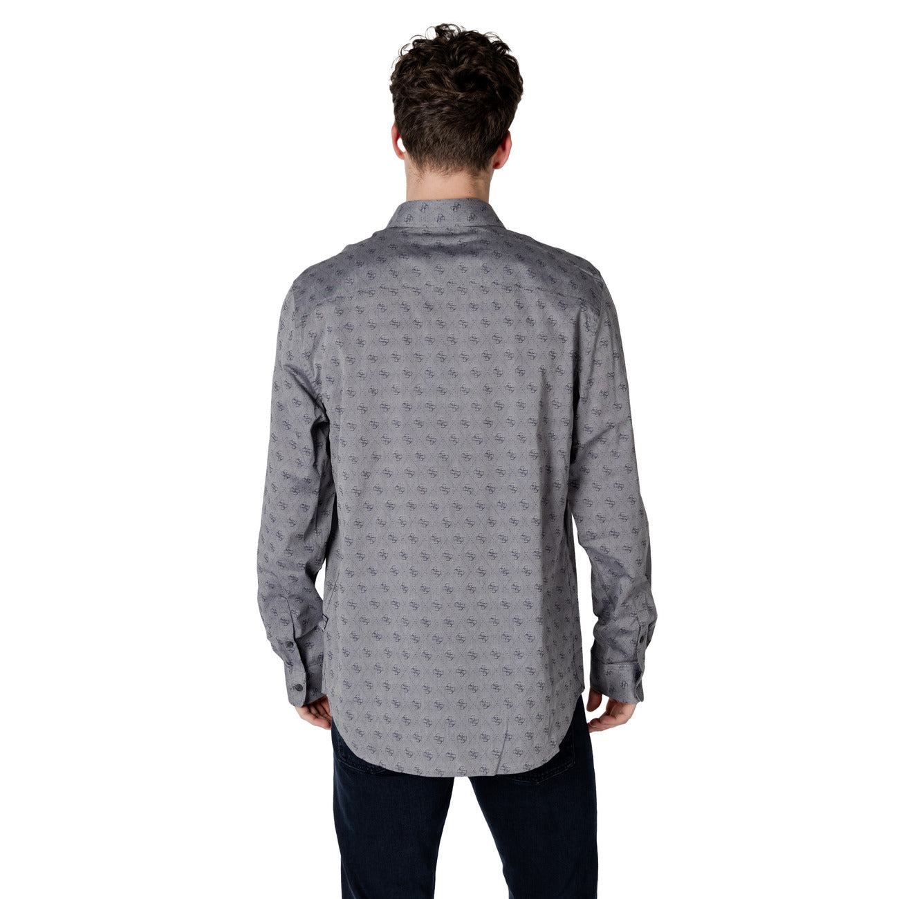 Guess Camicia Uomo Grigio Stampa Manica Lunga Bottoni Colletto Classico 53% Cotone 42% Modal 5% Elastan Autunno/Inverno M5GH65 WFXX1
