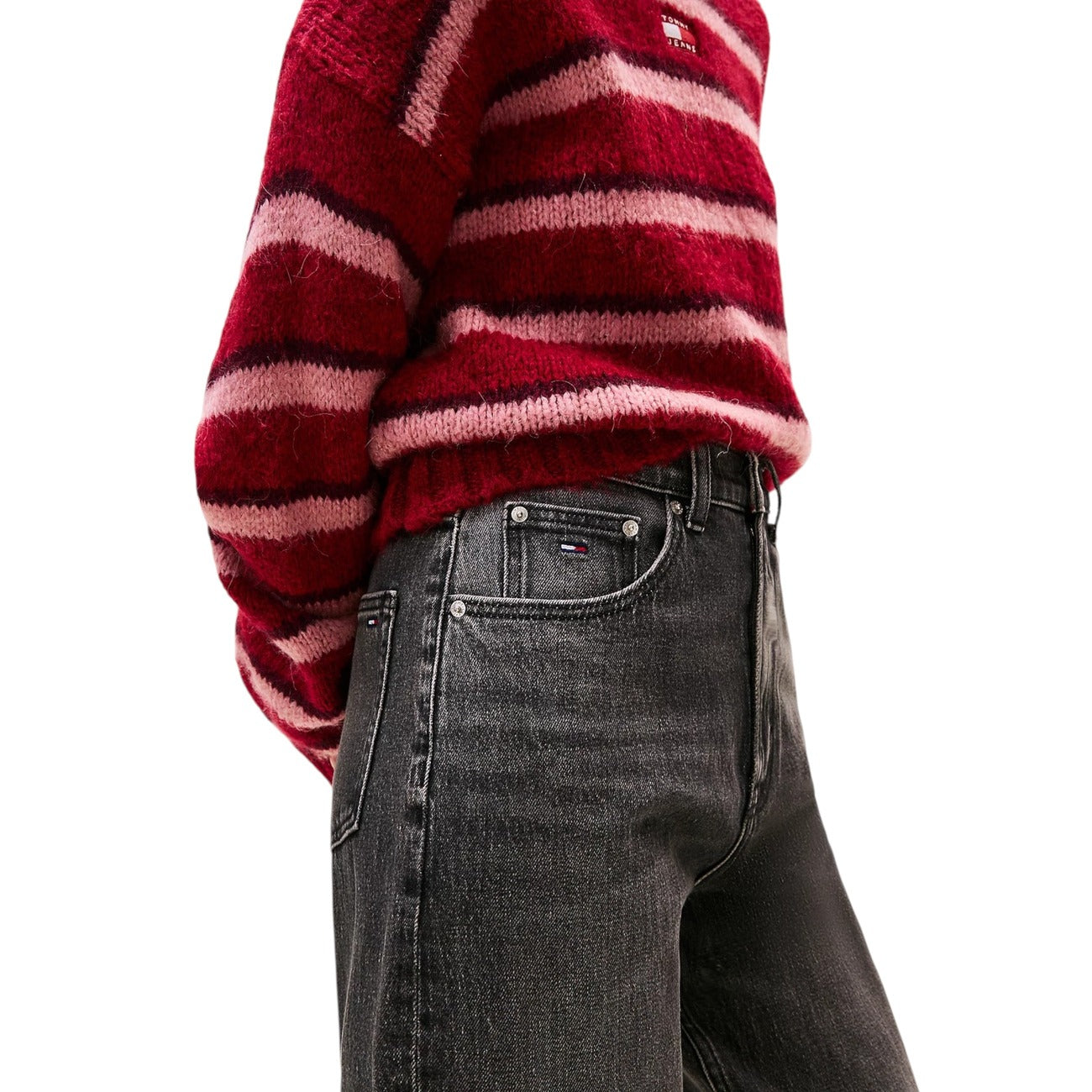 Tommy Hilfiger Jeans Donna Neri con Zip e Bottone - Jeans Cotone Organico Tasche