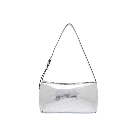 Tommy Hilfiger Jeans Borsa Donna Argento a Mano con Cerniera Tasca Interna - Borsa Poliuretano 22x13x5cm