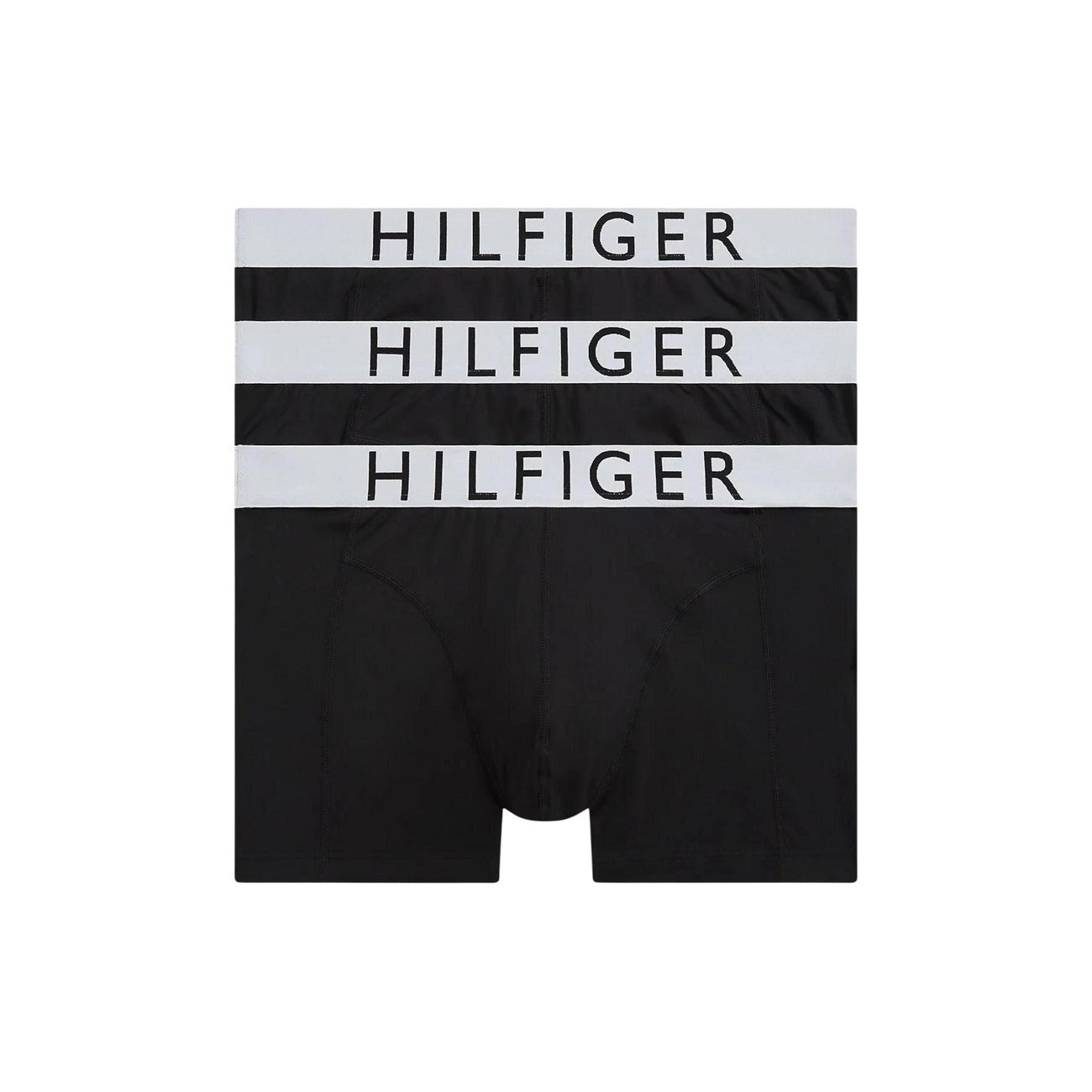 Pack 3 Boxer Trunk Tommy Hilfiger; Nero. Tecnologia Cooling Tech, 88% Nylon Riciclato, 12% Elastam. Ultra-elastici, traspiranti e sostenibili. Iconica fascia logata, ideale per sport e quotidiano.
