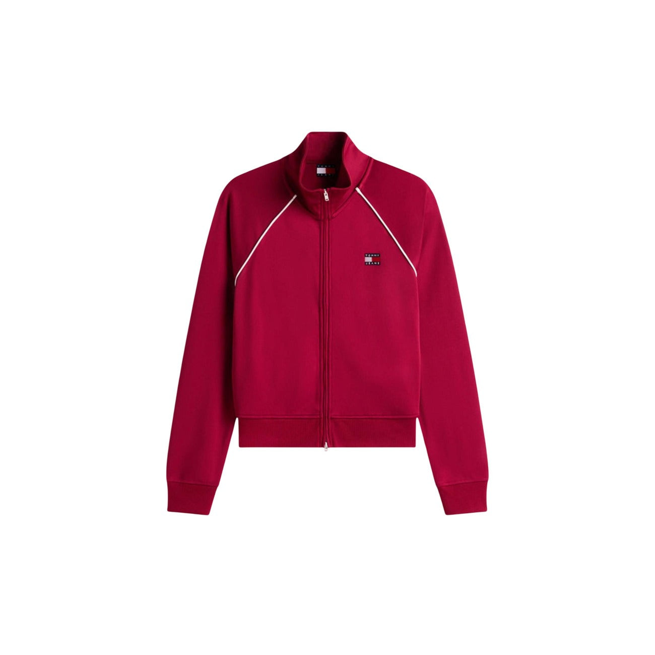 Felpa Tommy Hilfiger Jeans donna bordeaux con zip - vista frontale
