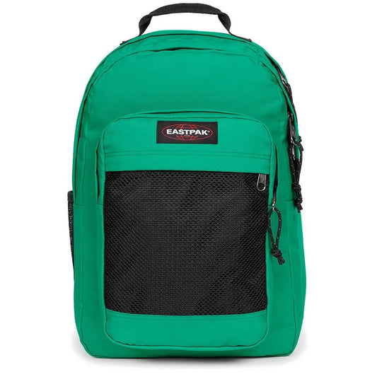 Zaino Eastpak verde; Dimensioni 29x44x28 cm. Doppio comparto con apertura a U, tasca laptop 16 pollici e portaborraccia. Organizer integrato e schienale trapuntato, stile casual-studio. Vista Frontale 