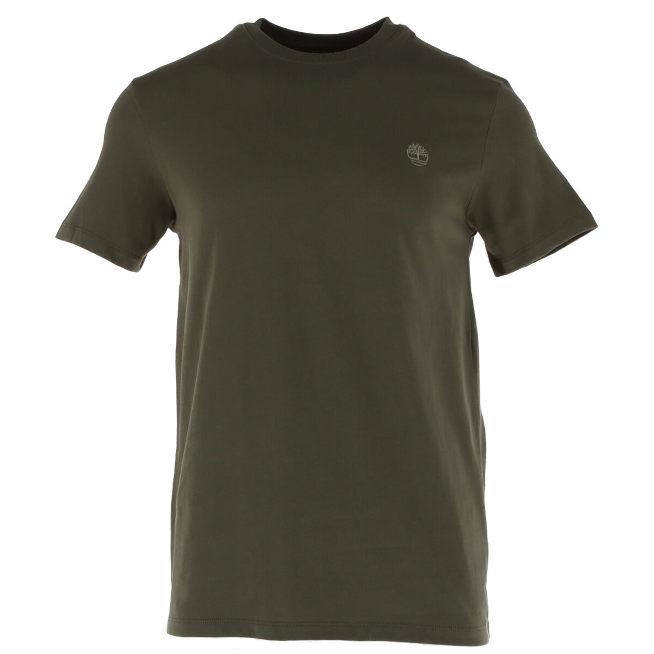 T-shirt uomo Timberland modello DUNSTAN RIVER verde in cotone a maniche corte con logo ricamato e scollo tondo