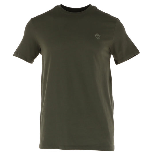 T-shirt uomo Timberland modello DUNSTAN RIVER verde in cotone a maniche corte con logo ricamato e scollo tondo