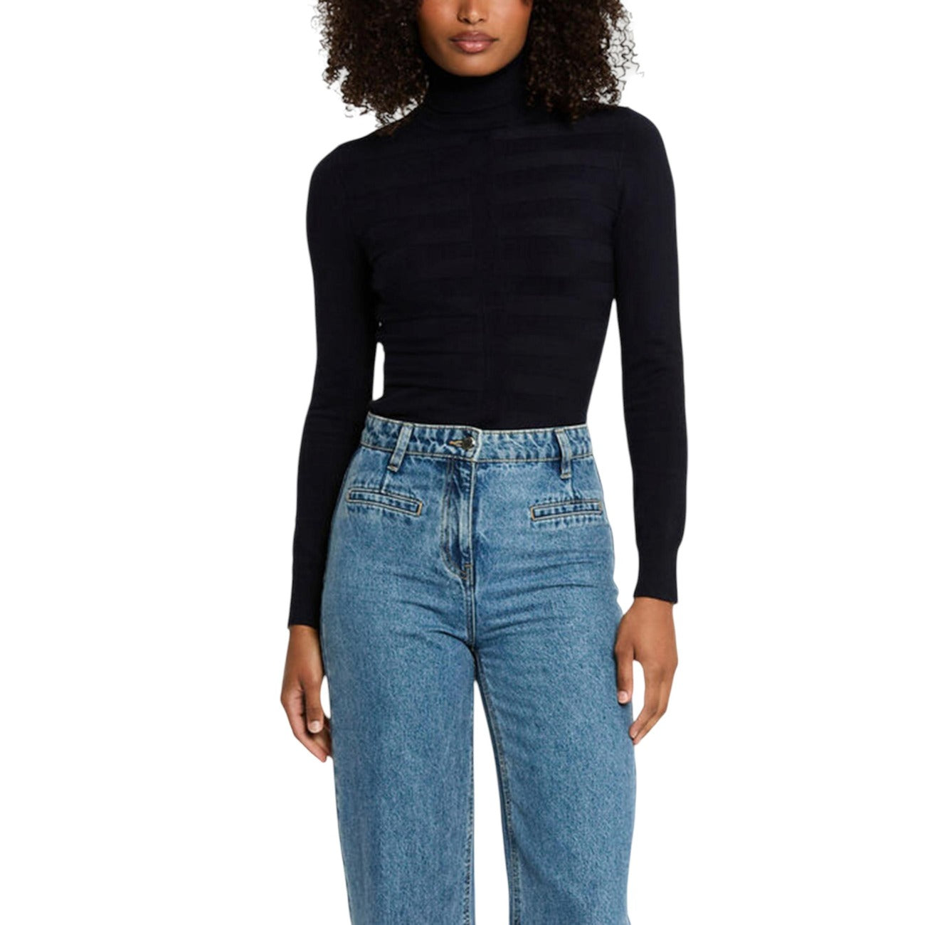 Morgan De Toi Maglia Donna Bianca in 77% Viscosa 23% Poliammide a Manica Lunga con Scollo Alto 252-MENTHYO