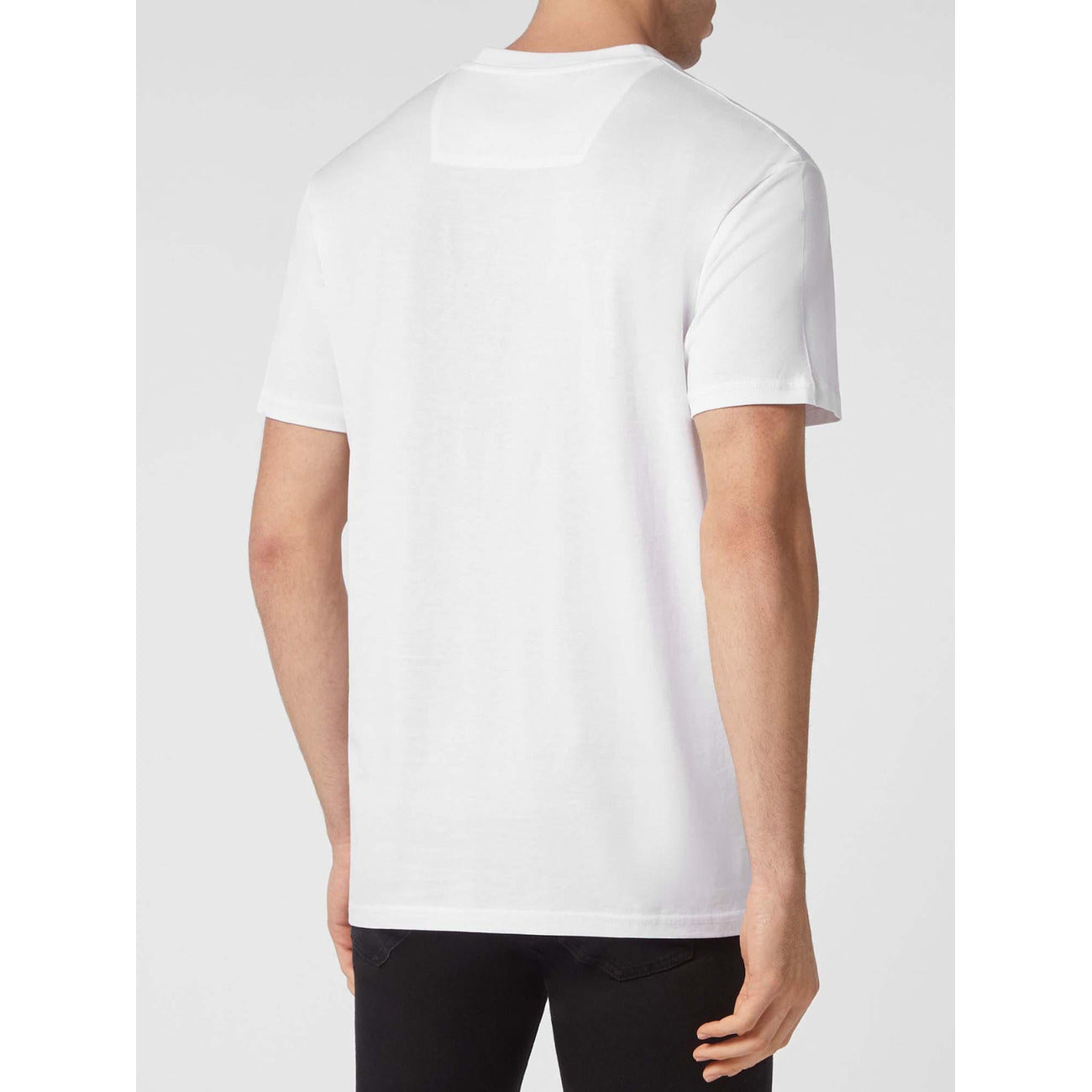 Philipp Plein T-Shirt Uomo Bianca Stampa Manica Corta Scollo Tondo 100% Cotone Primavera/Estate EBO_2073