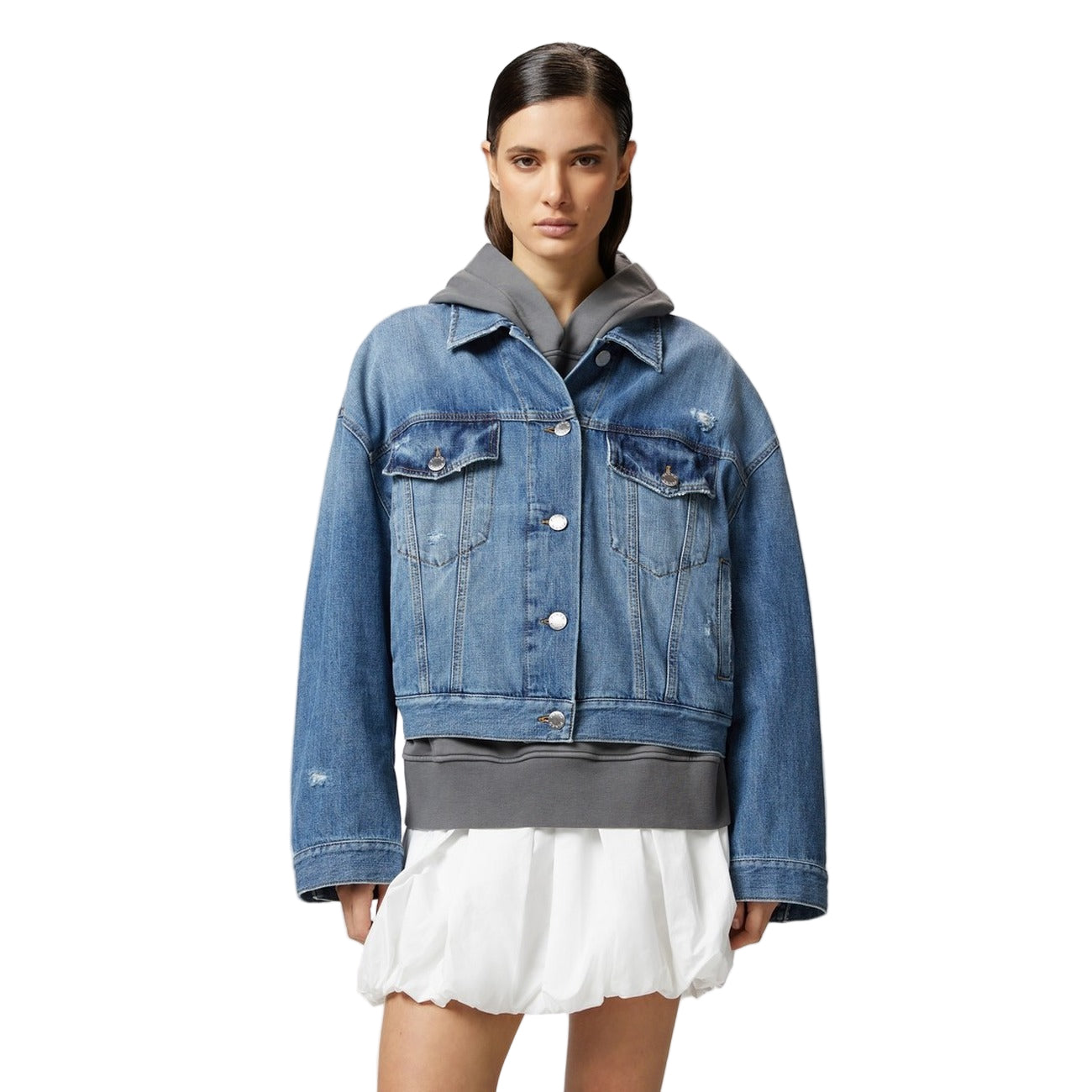 Pinko Giacca di Jeans Donna Azzurra con Bottoni Maniche Lunghe Tasche Anteriori - Giacca Denim Cotone