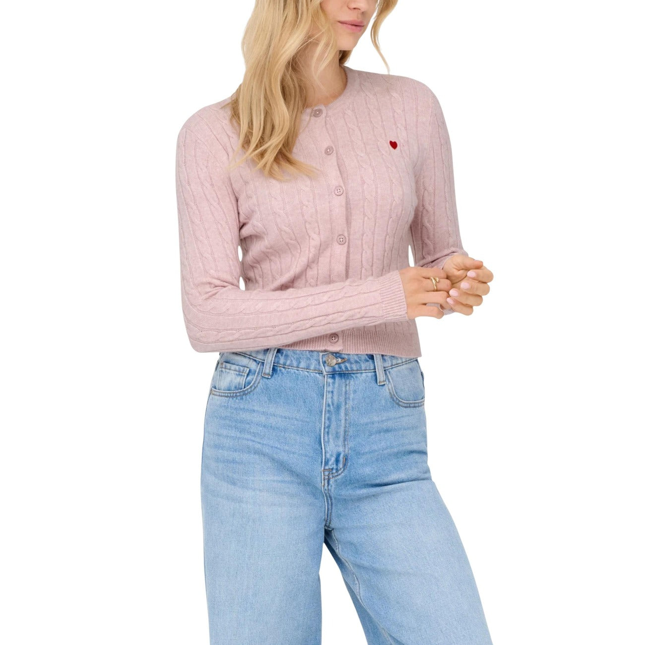 Only Cardigan Donna Bianco Bottoni Maniche Lunghe Scollo Tondo Viscosa 50% Nylon 27% Poliestere 23% Autunno Inverno 15360594