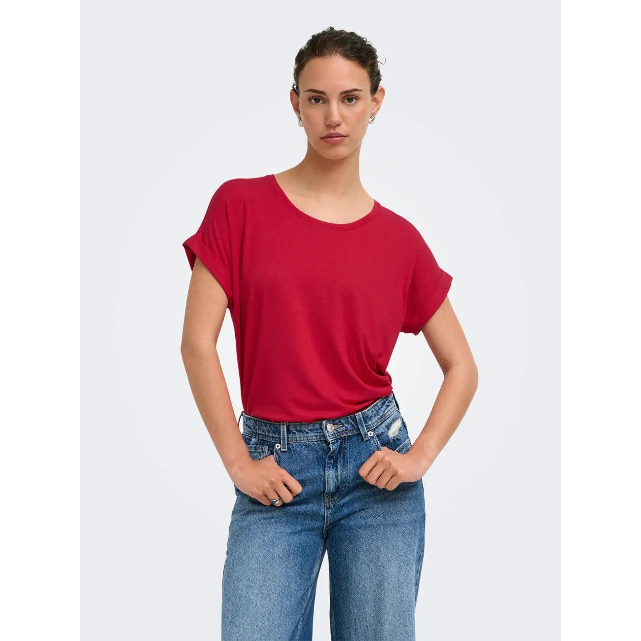 Only T-Shirt Donna Bianca Manica Corta Scollo Tondo 75% Viscosa 20% Poliestere 5% Elastan Primavera/Estate 15106662