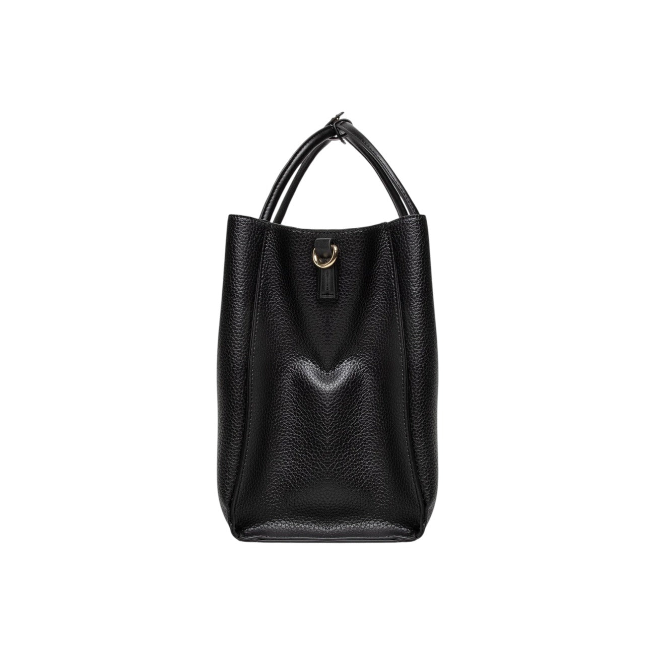 Borsa Valentino Bags Alexia; Effetto pelle martellata. Doppi manici rigidi, tracolla removibile, logo dorato. Ampio scomparto con zip e tasche interne. Design elegante e resistente per uso quotidiano. Vista laterale 