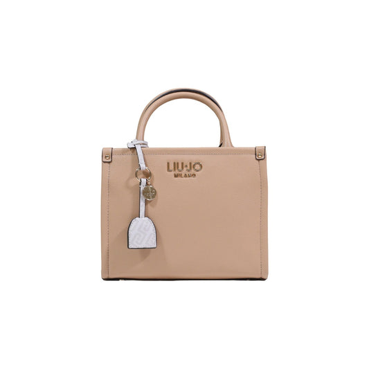 Borsa a mano piccola Liu Jo Better; effetto bottalato rosa. Chiusura con zip, charm removibile e tracolla inclusa. Borsa donna eco-friendly, compatta e raffinata. Vista frontale 