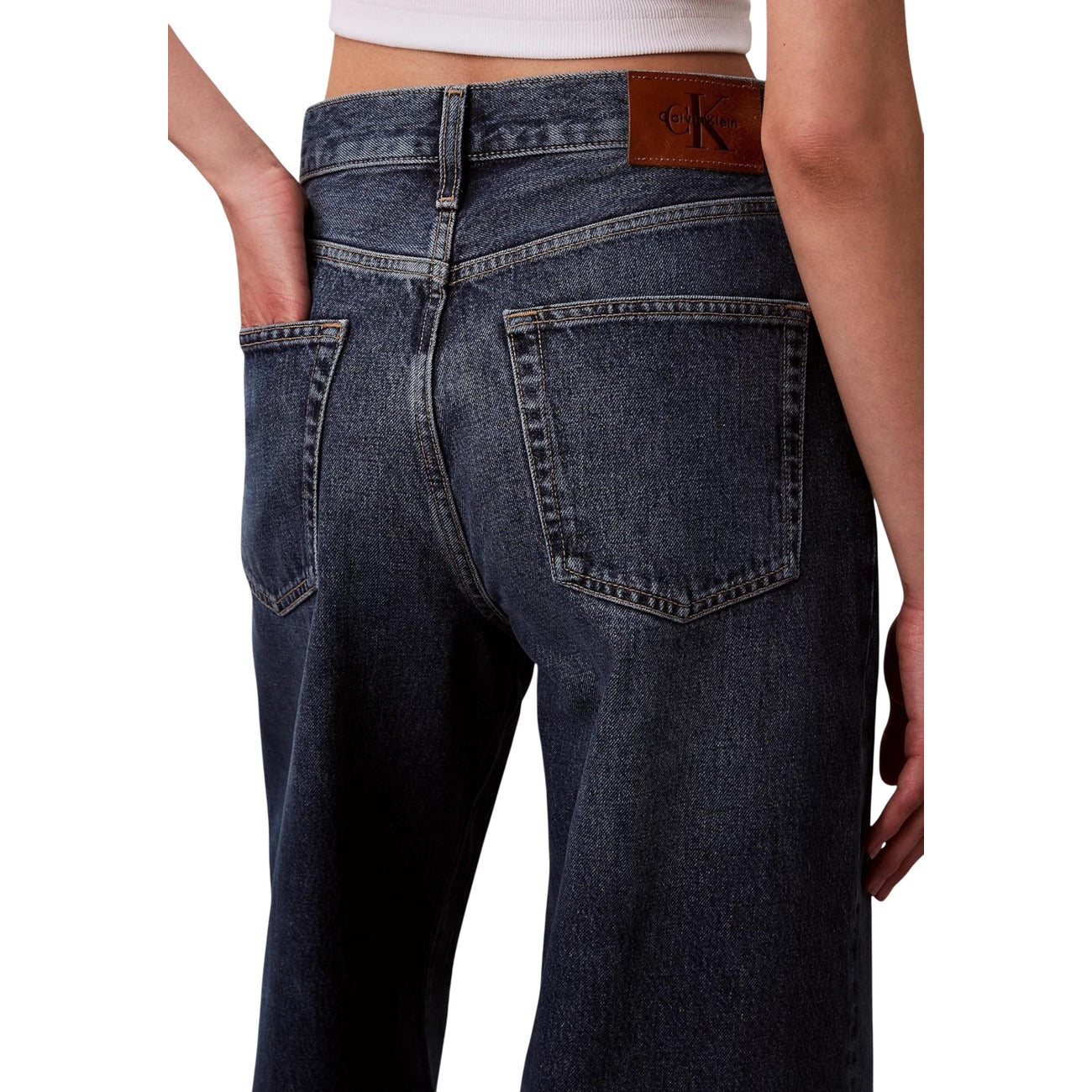 Calvin Klein Jeans Jeans Donna Zip Bottone Tasche Anteriori Posteriori Cotone Organico Autunno Inverno LV147B933G
