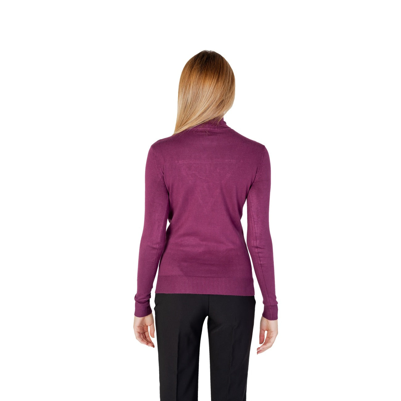Guess Maglia Donna Viola in 82% Viscosa 16% Poliammide 2% Elastan a Manica Lunga con Scollo Alto W3BR23Z2NQ2