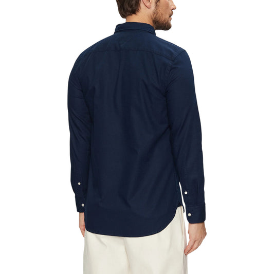 Tommy Hilfiger Camicia Uomo Blu con Bottoni Maniche Lunghe - Camicia Cotone Organico Colletto Classico