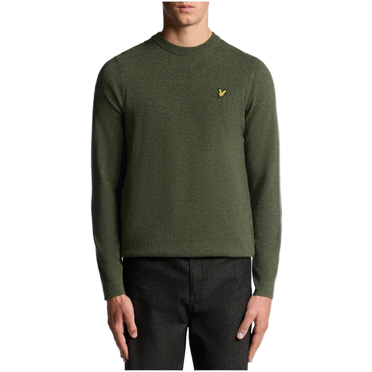 Lyle & Scott Maglia Uomo Marrone Scollo Tondo Manica Lunga Lana Nylon Autunno Inverno KN2114VC