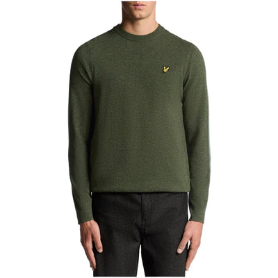 Lyle & Scott Maglia Uomo Marrone Scollo Tondo Manica Lunga Lana Nylon Autunno Inverno KN2114VC