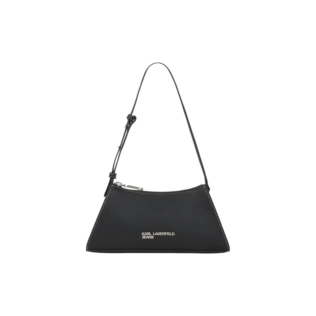 Borsa a tracolla donna Karl Lagerfeld Jeans modello LOGO SHOULDER BAG nera in poliuretano con logo e tracolla regolabile