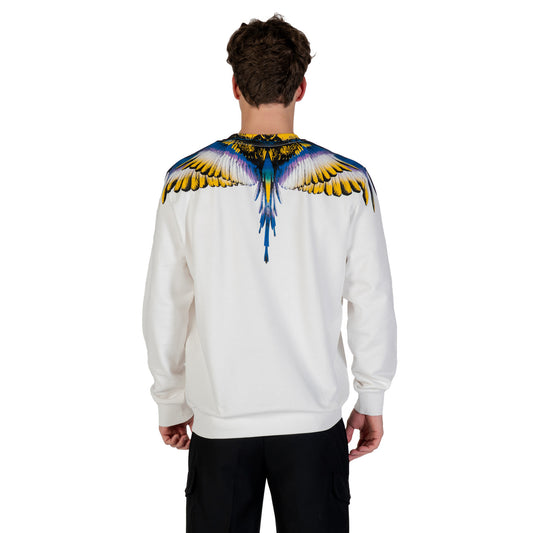 County of Milan Men's White Sweatshirt with Print - Long Sleeve Crew Neck Cotton Sweatshirt