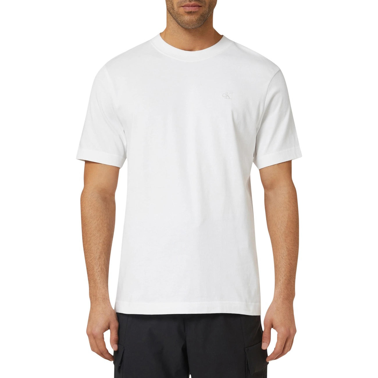Calvin Klein Jeans T-shirt Uomo Bianca Maniche Corte Scollo Tondo - T-shirt Cotone
