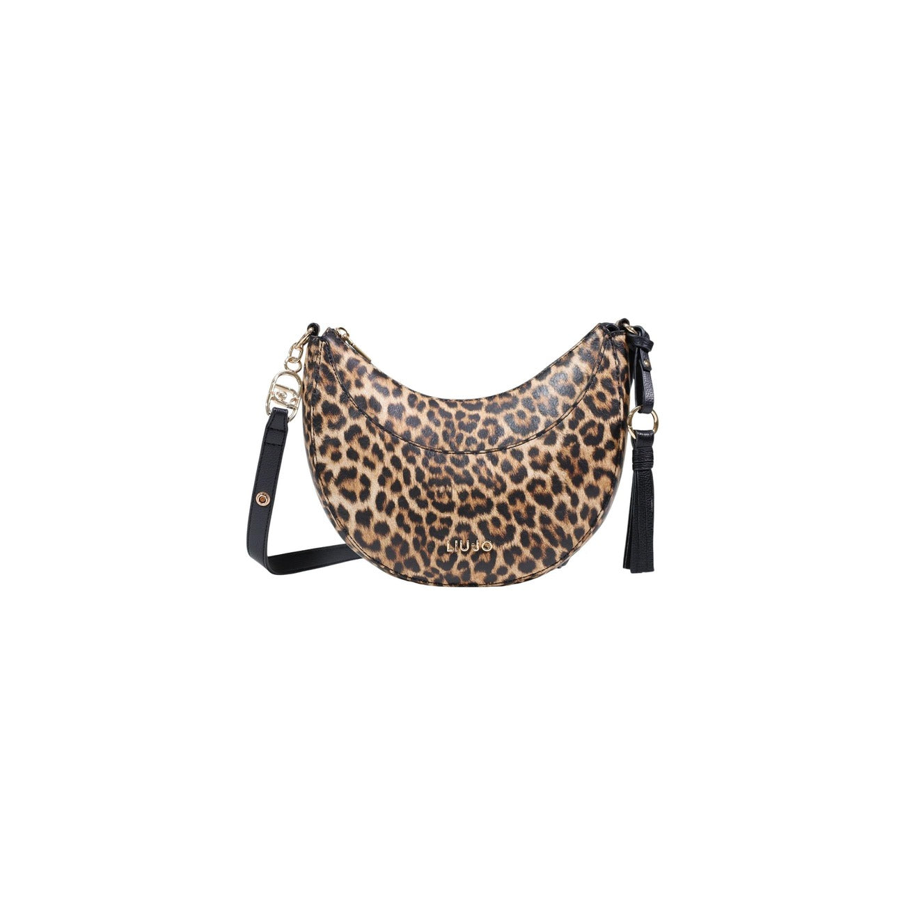 Borsa donna Liu Jo M HOBO beige a tracolla con stampa animalier primavera estate - vista frontale
