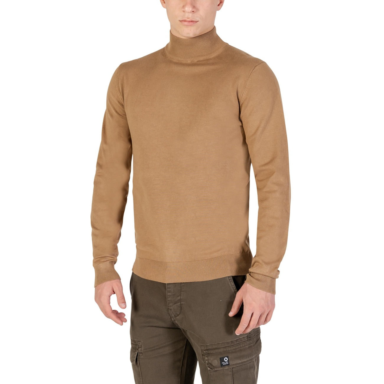 Yos Maglia Uomo Beige Manica Lunga Scollo Alto Poliammide Viscosa Autunno Inverno 3007900
