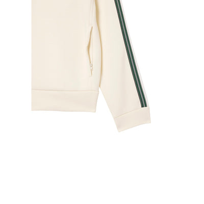 Lacoste Felpa con Zip Uomo Bianca Maniche Lunghe Colletto Polo Tasche Anteriori - Felpa Cotone Poliestere