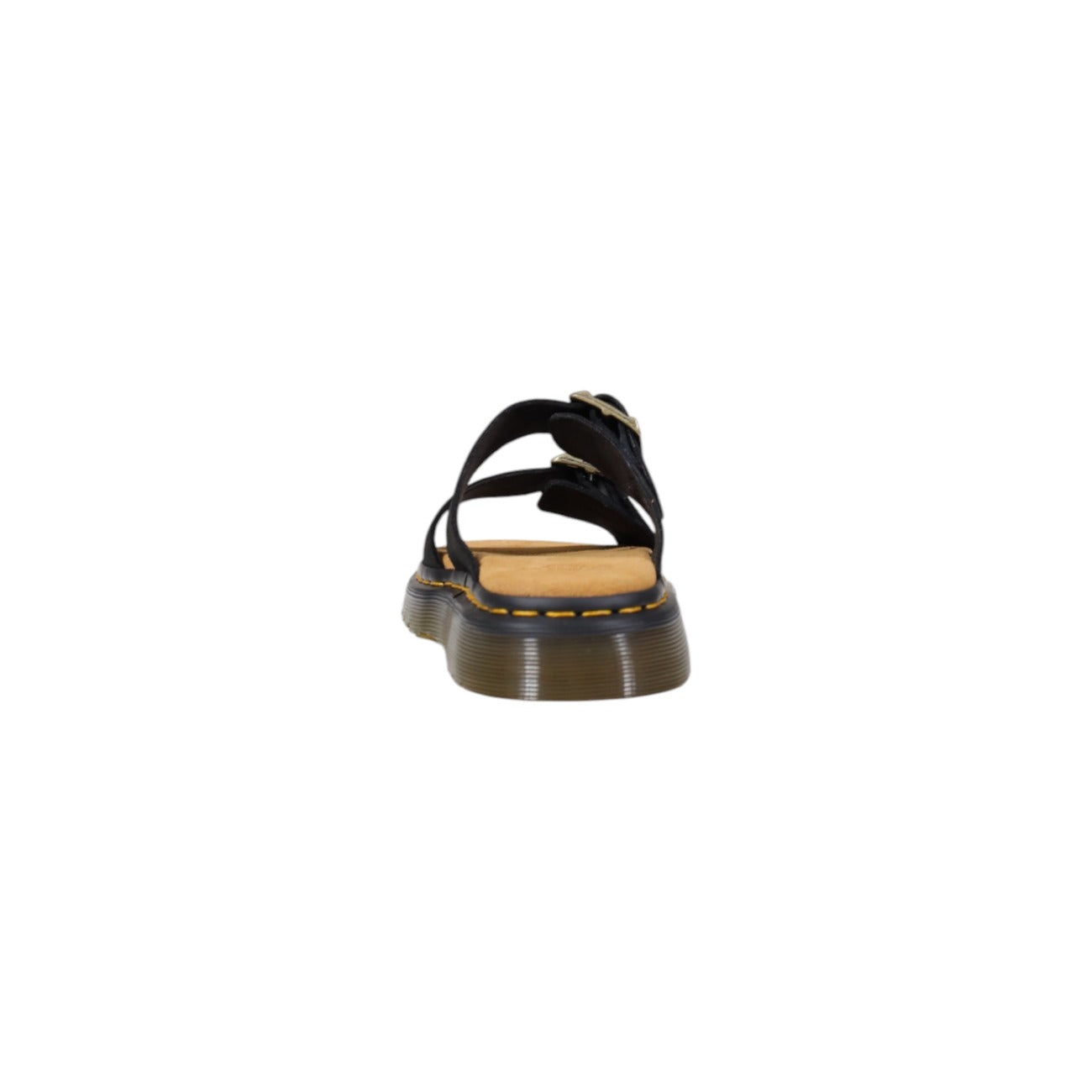 Sandali Dr. Martens Josef; Nero. 100% Pelle scamosciata morbida, doppia fibbia regolabile, cuciture gialle iconiche. Resistenti, comodi e pronti per l'estate. Posteriore 