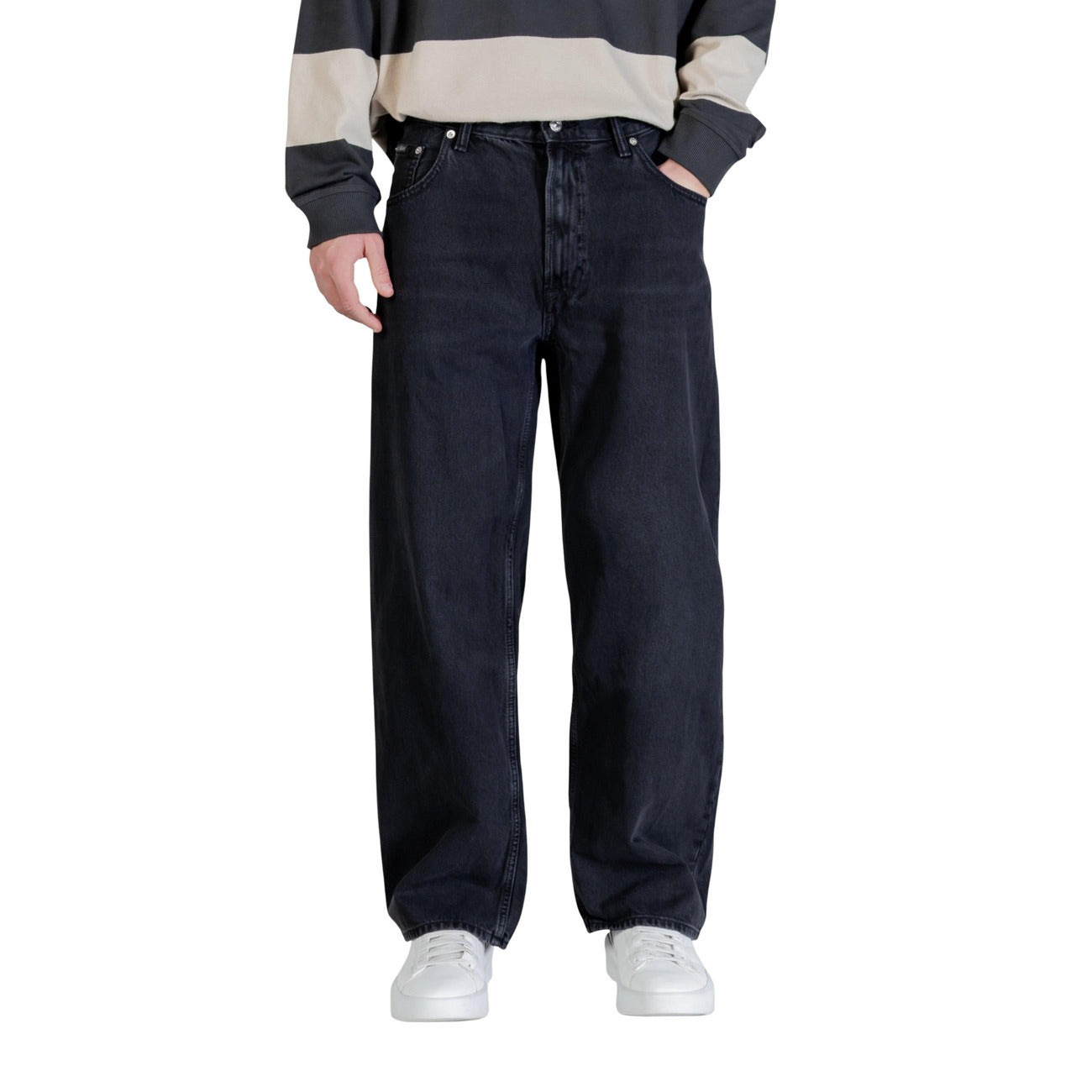 Calvin Klein Jeans Jeans Uomo Neri con Zip e Bottone Tasche Anteriori e Posteriori in Cotone 100% Primavera/Estate LV04RE727G