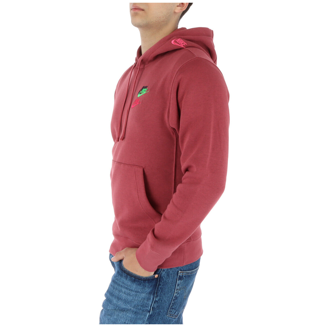 Nike Felpa Uomo Rosa con Cappuccio Stampa Maniche Lunghe Tasche Anteriori in Cotone 80% Poliestere 20% Autunno/Inverno DM8882-661