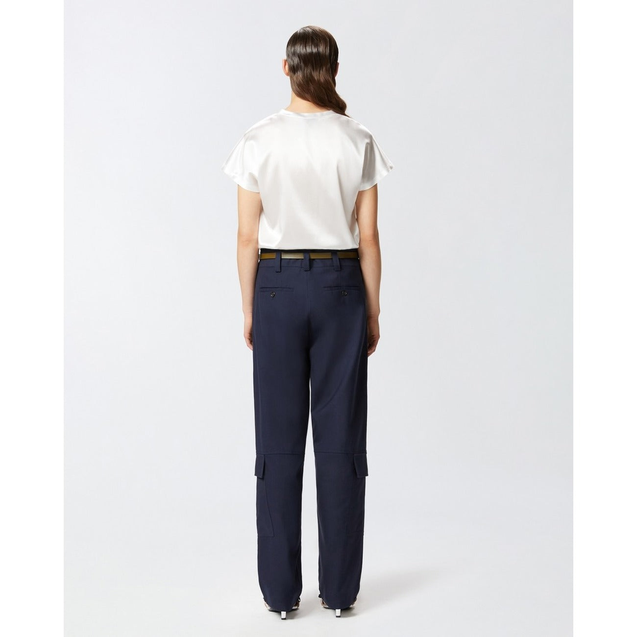 Pinko Blusa Donna Bianca Manica Corta - Blusa Seta Elastan Scollo Tondo