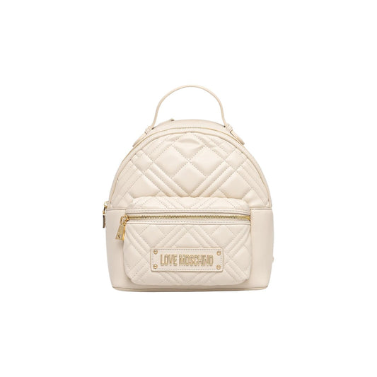 Zaino Love Moschino QUILTED SCHULTER donna beige con cerniera tasche interne esterne 25x28x11.5 cm 100% poliuretano - vista frontale
