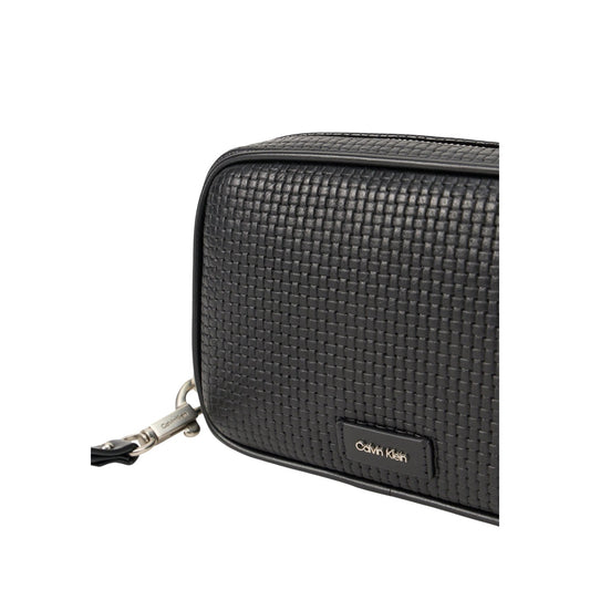 Borsa Calvin Klein uomo nera a mano - vista frontale aperta con cerniera