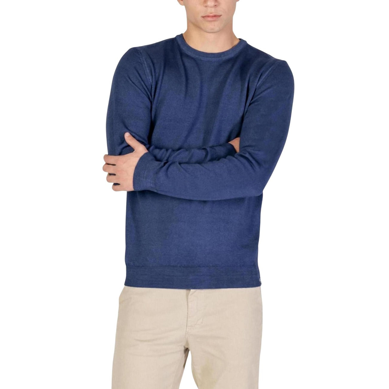 Yos Maglia Uomo Blu Maniche Lunghe Scollo Tondo - Maglia Lana