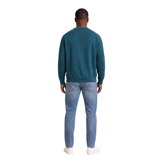 Maglione Verde Calvin Klein Jeans; 100% Cotone. Girocollo, logo CK ricamato, polsini a costine. Tinta unita, stile casual-premium, ideale per la mezza stagione. Posteriore figura intera 